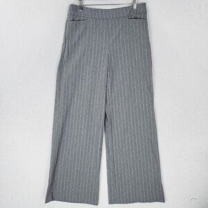 Chicos Pants Womens 8 Silver Gray 1Pinstripe Wide Leg Work Career Trousers